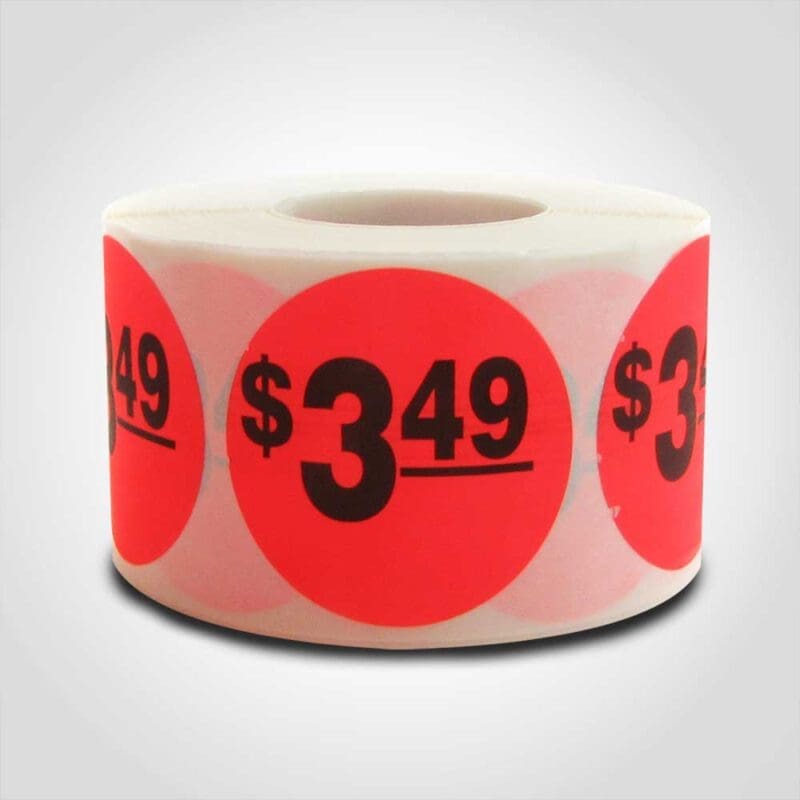 $3 $3.49 Pricing Label - 1 roll of 500 (500620)