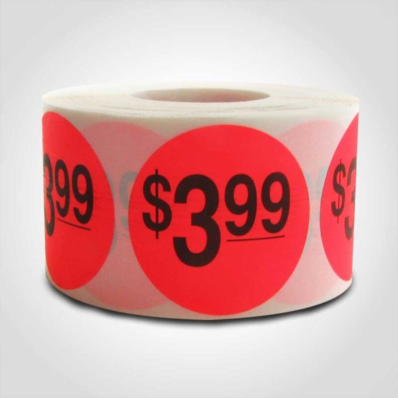 $3 $3.99 Pricing Label - 1 roll of 500 (500637)