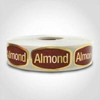 Almond Label - 1 roll of 1000 stickers. Print on gold foil