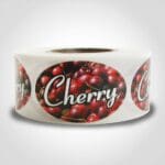 cherry label with cherries in background sticker