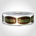 Chocolate Label Gold Foil Flavor Sticker with Chocolate Text on roll