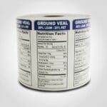 Ground Veal 80% Lean Vertical Label - 1 roll of 1000 (500743)