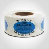 Oval Pork Bratwurst Label - 500 Pack (500155)