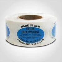 Oval Pork Bratwurst Label - 500 Pack (500155)