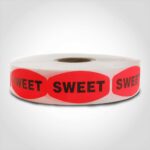 sweet label with red background sticker
