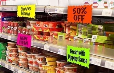sign cards burst used on retail shelving