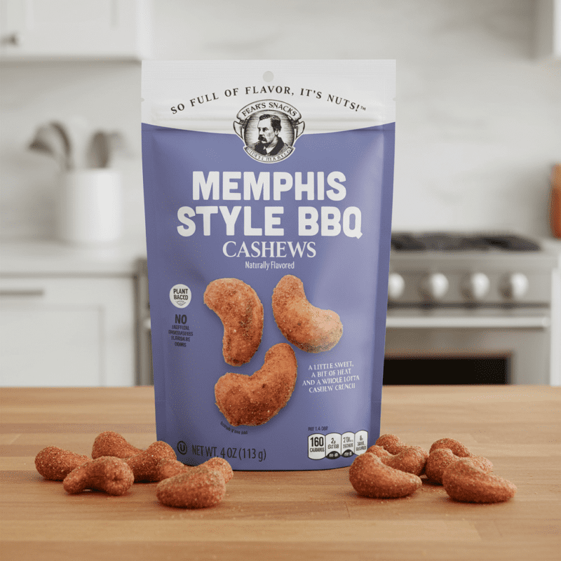 47226-Memphis-Style-BBQ-Cashews-4oz Memphis Style BBQ Cashews bag of 4oz snack nuts