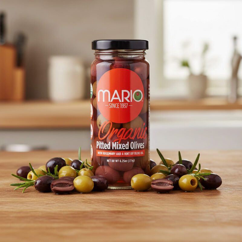 Mario Kalamata and Green Olives Pitted with Rosemary and Olive Oil 6.25 oz. case pack of 6