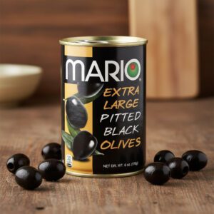 Mario EXTRA LARGE Ripe Pitted Olives 6 oz. can 12-PACK
