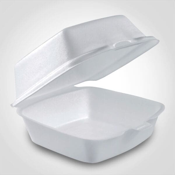 5 inch Medium XPS Foam Sandwich Container - White - 500/cs