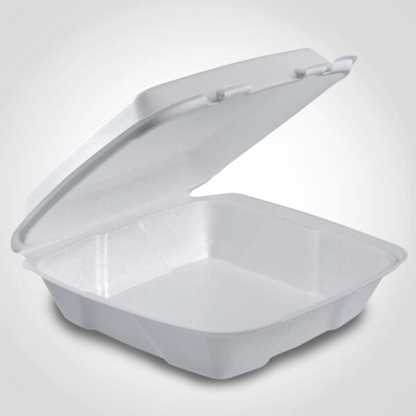 9 inch XPS Foam Container with Removable Lid - White - 200/cs