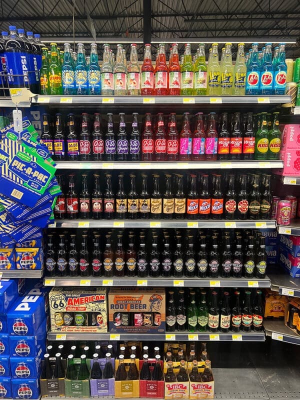 Nostalgic sodas in store aisle