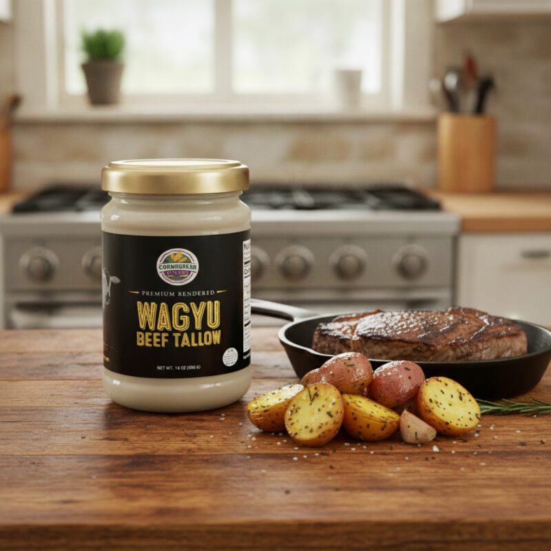 Premium Rendered Wagyu Beef Tallow 14 oz. in a case of 6 jars