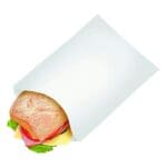 White Grease-Resistant Pastry Bag shown with sandwich inside