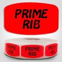 Prime Rib Label Dayglo Sticker on a roll of 1000 labels