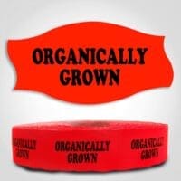 Organically Grown Label Dayglo Sticker on a roll of 1000 labels