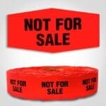 Not for Sale Label Dayglo Red Sticker on a roll of 1000 permanent adhesive