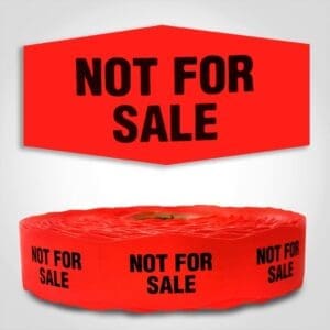 Not for Sale Label Dayglo Red Sticker on a roll of 1000 permanent adhesive