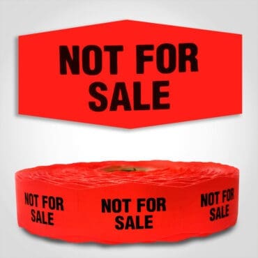 Not for Sale Label Dayglo Red Sticker on a roll of 1000 permanent adhesive