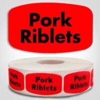 Pork Riblets Label Dayglo Sticker on a roll of 1000 labels