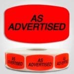 As Advertised Label Dayglo Sticker on a roll of 1000 labels