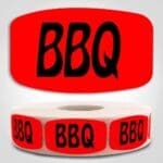 BBQ Label Dayglo Sticker on a roll of 1000 labels