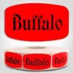 Buffalo Label Dayglo Sticker on a roll of 1000 labels