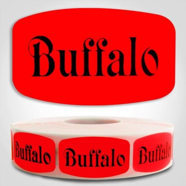 Buffalo Label Dayglo Sticker on a roll of 1000 labels