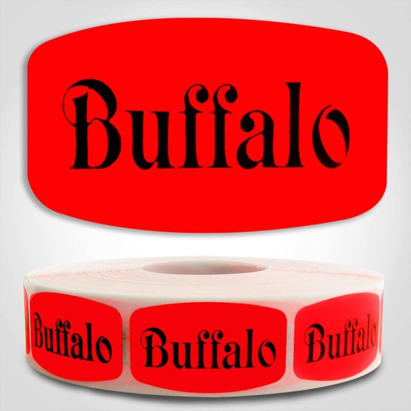 510010-1 Buffalo Label Dayglo Sticker on a roll of 1000 labels