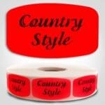 Country Style Label Dayglo Sticker on a roll of 1000 labels
