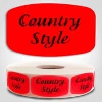 Country Style Label Dayglo Sticker on a roll of 1000 labels