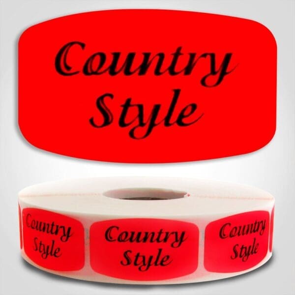 Country Style Label Dayglo Sticker on a roll of 1000 labels