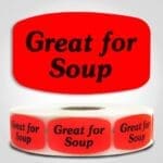 Great for Soup Label Dayglo Sticker on a roll of 1000 labels