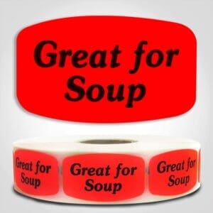 Great for Soup Label Dayglo Sticker on a roll of 1000 labels