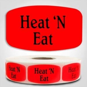 Heat N' Eat Label Dayglo Sticker on a roll of 1000 labels
