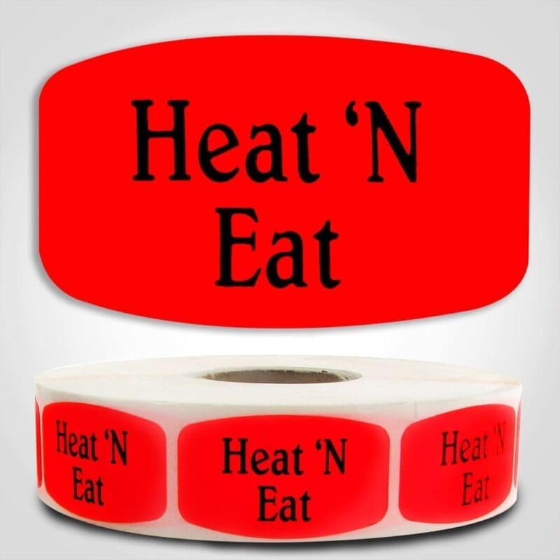 510047-1 Heat N' Eat Label Dayglo Sticker on a roll of 1000 labels