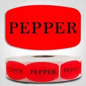 Pepper Label Dayglo Sticker on a roll of 1000 labels