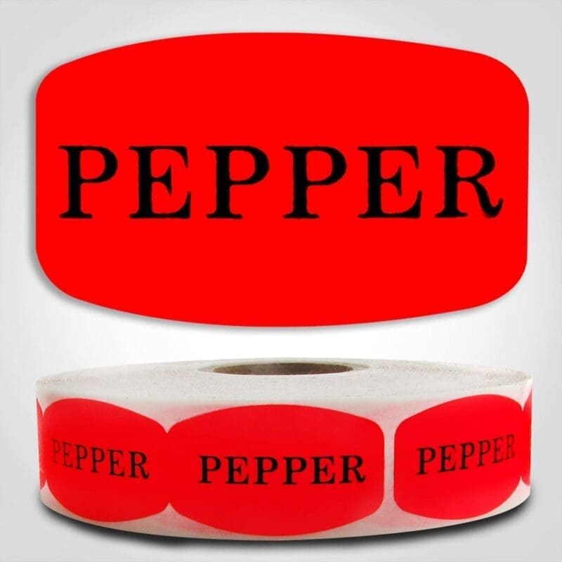 Pepper Label Dayglo Sticker on a roll of 1000 labels