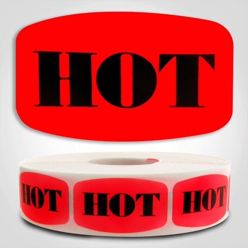 Hot Label Dayglo Sticker on a roll of 1000 labels