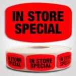 In Store Special Label Dayglo Sticker on a roll of 1000 labels, Reads In Store Special