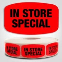 In Store Special Label Dayglo Sticker on a roll of 1000 labels, Reads In Store Special