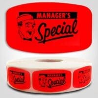 Manager's Special Label Dayglo Sticker on a roll of 1000 labels