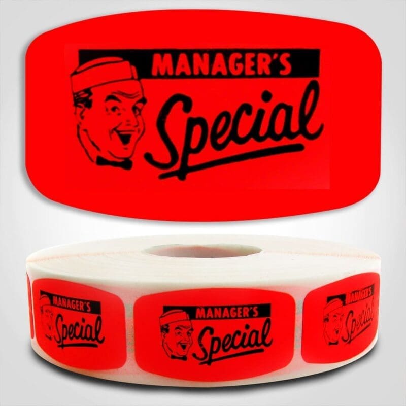510060-1 Manager's Special Label Dayglo Sticker on a roll of 1000 labels