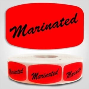 Marinated Label Dayglo Sticker on a roll of 1000 labels