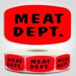 Meat Department Label Dayglo Sticker on a roll of 1000 labels, reads Meat Dept.