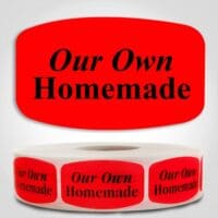 Our Own Homemade Label Dayglo Sticker on a roll of 1000 labels