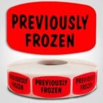 Previously Frozen Label Dayglo Sticker on a roll of 1000 labels