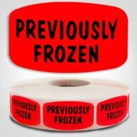 Previously Frozen Label Dayglo Sticker on a roll of 1000 labels