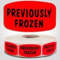Previously Frozen Label Dayglo Sticker on a roll of 1000 labels