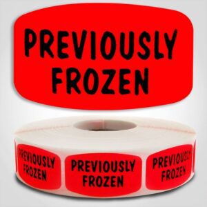 Previously Frozen Label Dayglo Sticker on a roll of 1000 labels